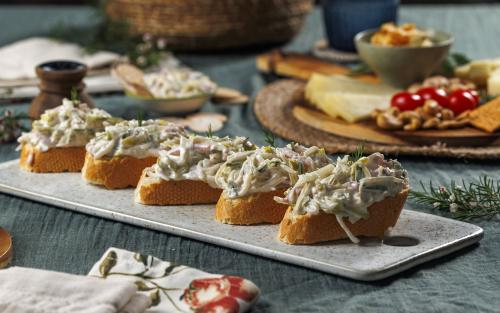 Ensaladilla de puerro con jamón