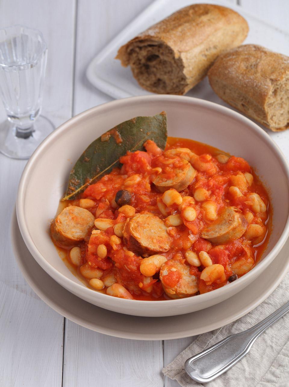 Butter beans with Palacios chorizo