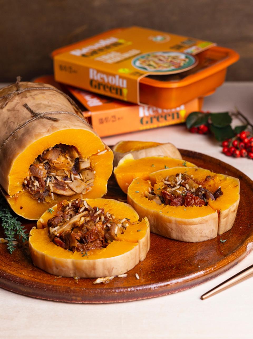 Calabaza rellena de Tiras vegetales