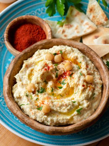 Hummus with roasted Palacios chorizo