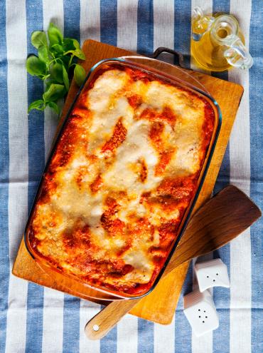 Courgette, mushroom and Palacios chorizo lasagne