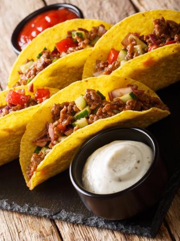 Mexican tacos with Palacios Doble Picante chorizo